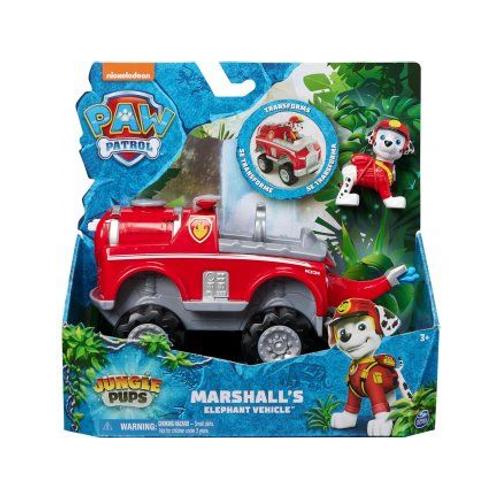 Coffret Pat Patrouille Jungle Pups Marcus + Véhicule Camion De Pompier De Luxe Transformable - Set Figurine Et Voiture Et 1 Carte Tigre