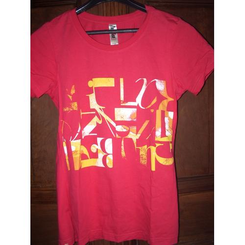 T-Shirt Marque Billabong Rose Motifs Colorés Taille S (Grand)