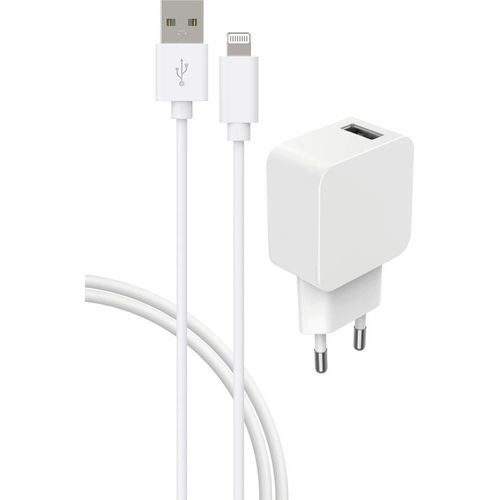 Chargeur Maison Rapide Et Intelligent 2.4a + Câble Usb A/Lightning 1,2 M Blanc Bigben