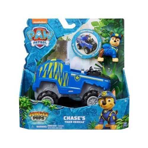 Coffret Pat Patrouille Jungle Pups Chase + Véhicule Camion De Police De Luxe Transformable - Set Figurine Et Voiture Et 1 Carte Tigre