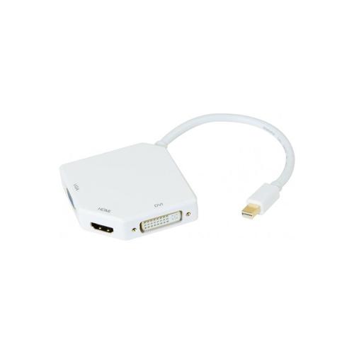 exertis Connect - Adaptateur audio/vidéo - Mini DisplayPort mâle pour HD-15 (VGA), DVI-I, HDMI femelle - 25 cm - blanc - support 1080p, support 1920 x 1200 (WUXGA), convertisseur passif, prend en...