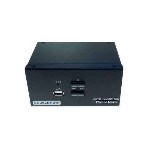 DEXLAN KVM 2 ports double écran HDMI 4K - USB 2.0 avec câbles
