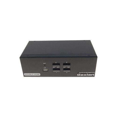 DEXLAN KVM 4 ports double ecran HDMI 4K / USB 2.0 avec câbles