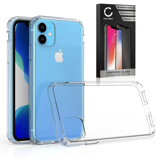 Coque + Protection D'écran Pour Apple Iphone 11 - Silicone, Transparent Etui,Housse, Coque, Pochette