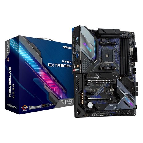 ASRock B550 Extreme4 - Carte-mère - ATX - Socket AM4 - AMD B550 Chipset - USB-C Gen2, USB-C Gen1, USB 3.2 Gen 1, USB 3.2 Gen 2 - 2.5 Gigabit LAN - carte graphique embarquée (unité centrale...