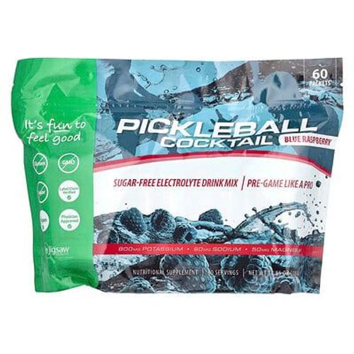Jigsaw Health Pickleball Cocktail, Mélange À Boire Enrichi En Électrolytes Sans Sucre, Framboise Bleue, 60 Sachets, 336 G