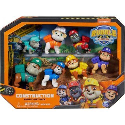 Coffret Pat Patrouille Ruben Cie : Ruben, Mix, Charlie, Benji, Molly, Tata Grue Et Papi Gravier - Set 7 Figurines Et 1 Carte Tigre