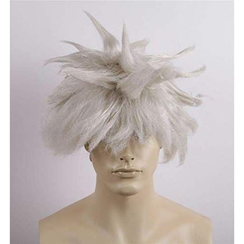 Envoie De France Unisexe Mixte Pics Pointu Perruque Wig Fibre Bonne Qualité Blanc Blonde Grise Orange Verte Cosplay Déguisement Soirée Médiéval