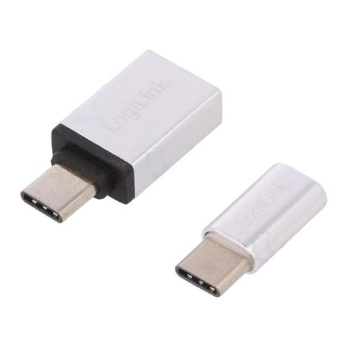 Adaptateur- USB 2.0 - USB 3.0- port USB B micro - USB A femelle - USB C prise male - aluminium mat