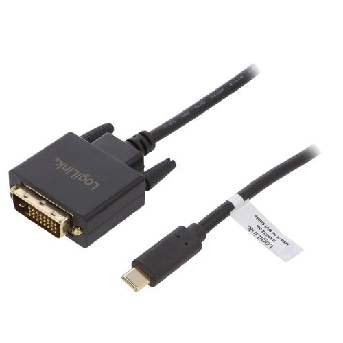 Adaptateur DVI-D -24+1- prise male USB C prise male 3m - Noir