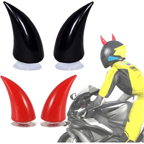 Corne Du Diable Lot De 4 Accessoires De D¿¿Coration De Casque De Moto - Souple Personnelle Corne Accessoires D¿¿Mon Avec Ventouse Caoutchouc Mou Pour Casque Motocross Hors Route