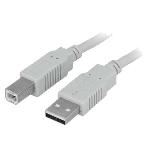 Cable USB 2.0 USB A prise male USB B prise male 5m - Gris clair