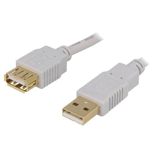 Cable USB A 2.0 femelle.male 1.8m gris