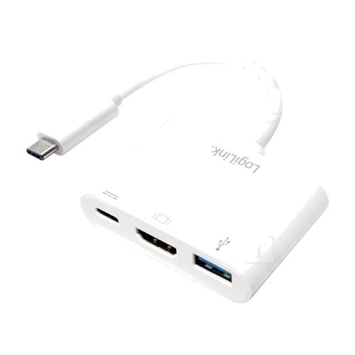 Adaptateur USB 3.0 HDMI femelle USB A femelle USB C prise male 140mm - Blanc