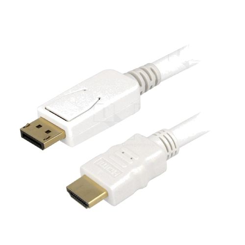 Cable DisplayPort male HDMI male 2m - Blanc