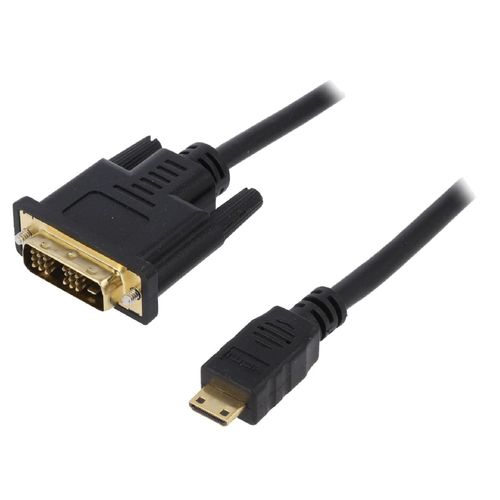 Cable DVI-D -18+1- male mini HDMI male 2m - Noir