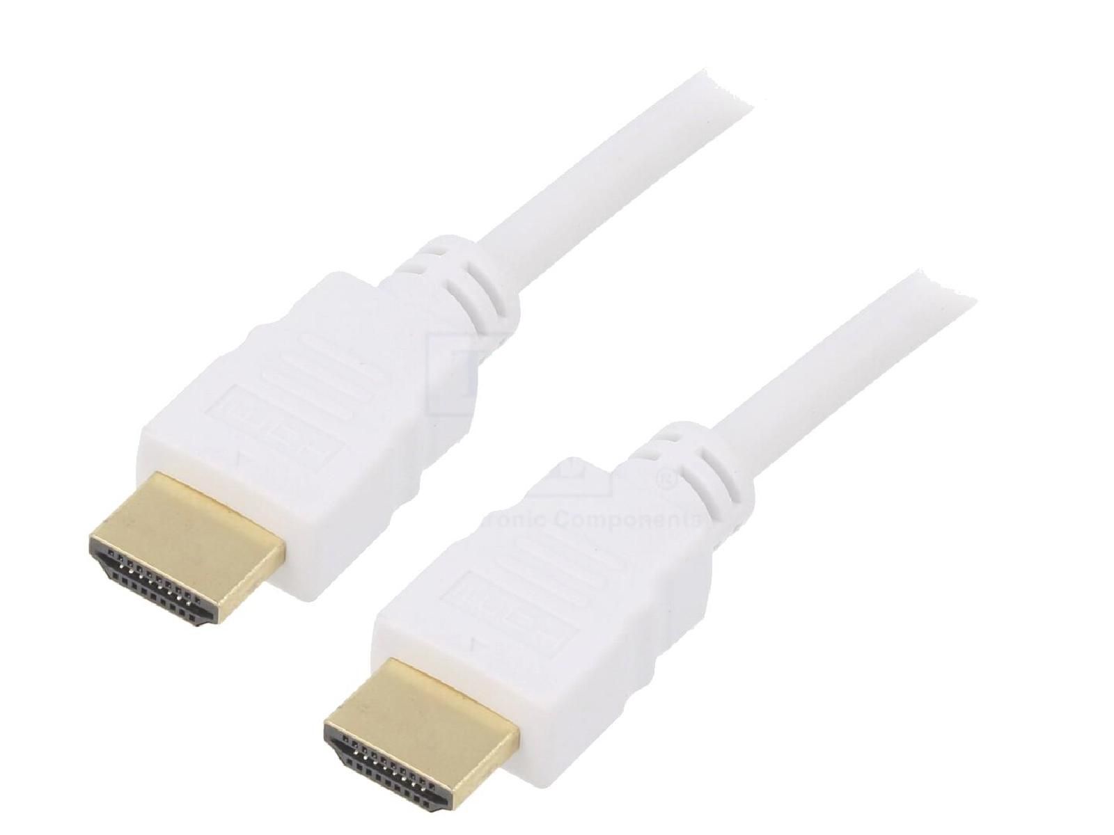 Cable HDCP 2.2 HDMI 2.0 male des deux cotes 10m blanc