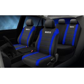 Jeu De Housses Complet Sparco Noir Avec Bandes Bleues -Logo Av Seulement-