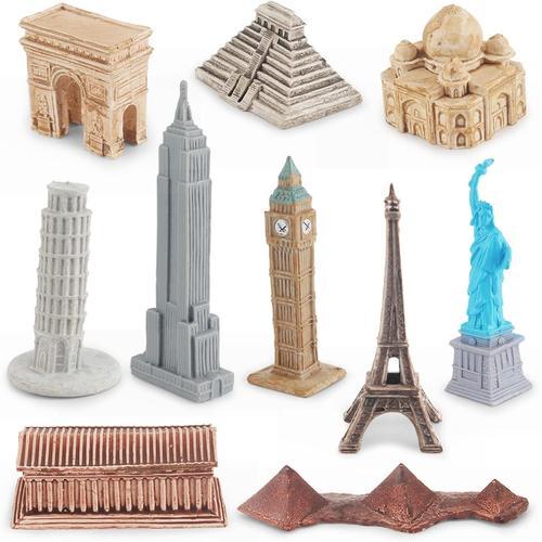 Figurines D'architecture De Ville De Renommée Mondiale - Empire State Building,City Toys Statues Figurines Figures De Paris, Pise, Londres, Athènes, Agra, Palenque
