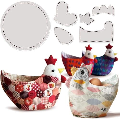 Pack Of 6 Cute Chick Basket Bag Pattern Template, Easter Chicken Basket Template, Diy Creative Quilting Rulers Set, Sewing Easter Egg Basket Bag For Eggs, Cookies, Candy & Snacks. (10 In)