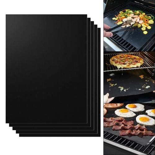 Persist-XCSOURCE 5pcs Tapis de gril de BBQ antiadhésifs Réutilisable Sans PFOA Plaque de cuisson Barbecue Cuisson au four Facile à