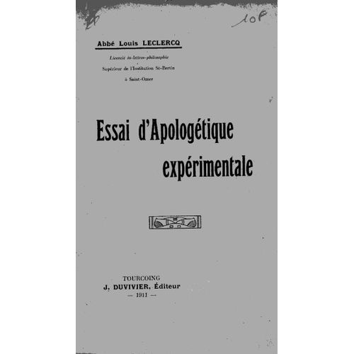 Essai D'apologéTique ExpéRimentale