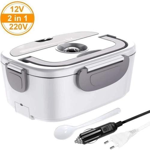 Lunch Box Chauffante Electrique 2 en 1 220V 12V 15L en Acier Inoxydable Amovible 232x165x108cm Gris,cadeau