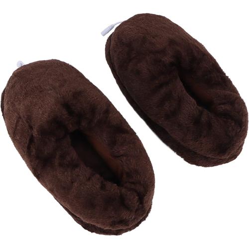 Pantoufles Chauffantes, Pantoufles Chauffantes Électriques Température Réglable Hiver Chaussures Chauffantes En Peluche Douce Pour Hommes Femmes Café