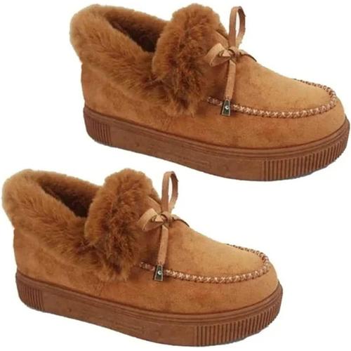 Women's Boots Round Head Thick Sole Orthopedic Arch-Support Wool Thick Warm Cotton Shoes, Fur Lining Winter Anti Slip Boots (40.5, Marron)