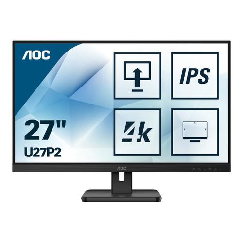 AOC U27P2 - Écran LED - 27" - 3840 x 2160 4K UHD (2160p) @ 60 Hz - IPS - 350 cd/m² - 1000:1 - 4 ms - HDMI, DisplayPort - haut-parleurs - noir