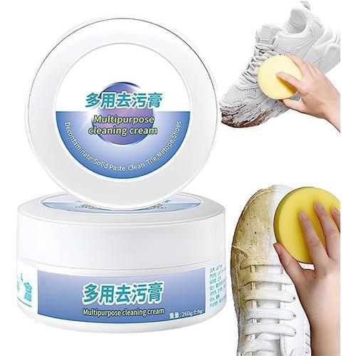 2023 New Shoes Multifunctional Cleaning and Stain Removal Cream, 260g Leather Shoe Cleaner, White Shoe Cleaning Cream with Sponge,Multipurpose Cleaning Cream.