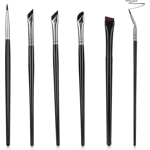 Lot De 6 Pinceaux À Eyeliner, Pinceaux De Maquillage Biseautés, Pinceaux De Maquillage Ultra Fins Et Courbés Pour Femmes Et Filles 