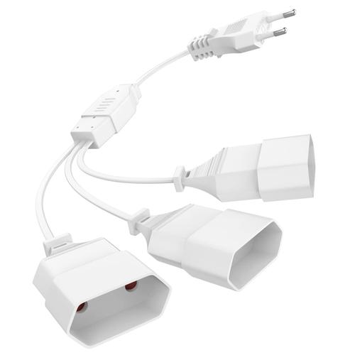 Câble d'extension de Prise d'extension EU, Prise EU, Adaptateur de Prise 3 en 1 avec câble Flexible, Prise de convertisseur Euro, rallonges de Prises Multiples pour Ordinateur, TV, PC, Blanc