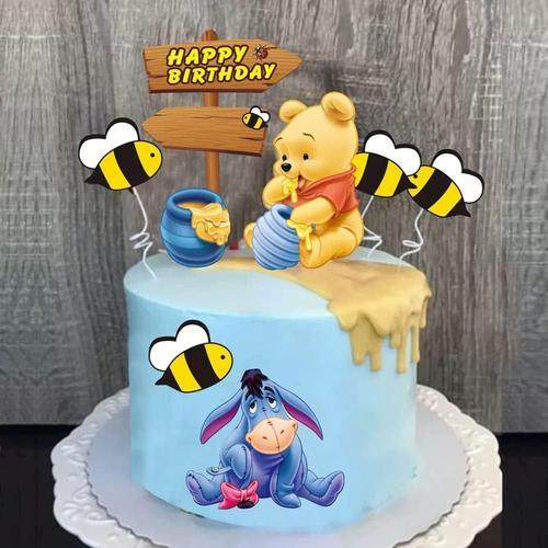 Winnie The Pooh Gâteau Topper,Toothpick Flags 8 Pièces Winnie l'ourson Cupcake Toppers Décoration Cupcake Enfants Anniversaire Mariages Douches de Bébé Fournitures de Fête de Mariage Décor Favors