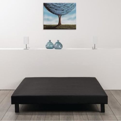 Sommier Tapissier A Lattes 160 X 200 - Bois Massif Noir Pieds - Deko Dream Rakenne