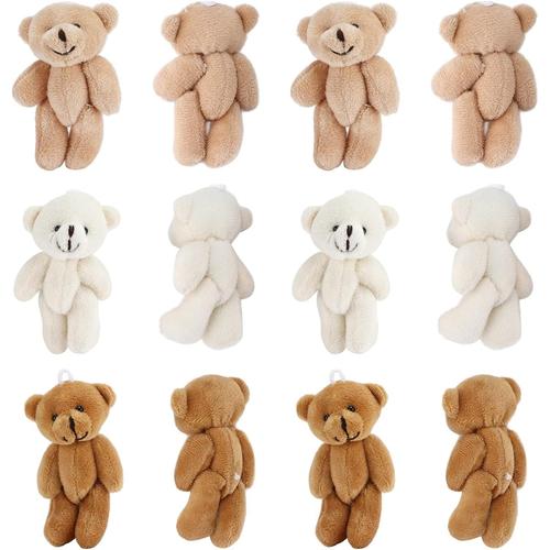 12 Pièces Mini Ours en Peluche Doux en Peluche Porte-Clés Cadeau pour Les Mariages et Les Anniversaires, adapté aux Pendentifs Clés, aux Cadeaux, etc.