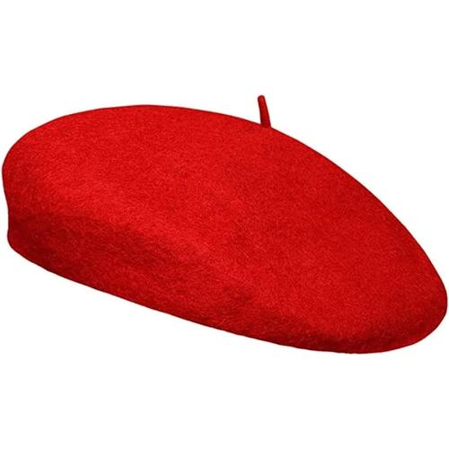 Bérets,Femme Béret Laine Bonnet Francais Rétro Béret Hiver Automne Chapeau Pour Filles (Rouge), Taille M