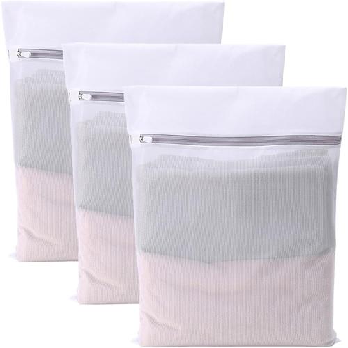 Lot de 3 sacs à linge en maille pour linge délicat, lavage en machine à laver, pour lingerie, soutien-gorge, chaussettes, sous-vêtements, vêtements de bébé, rangement de voyage (3 moyens)