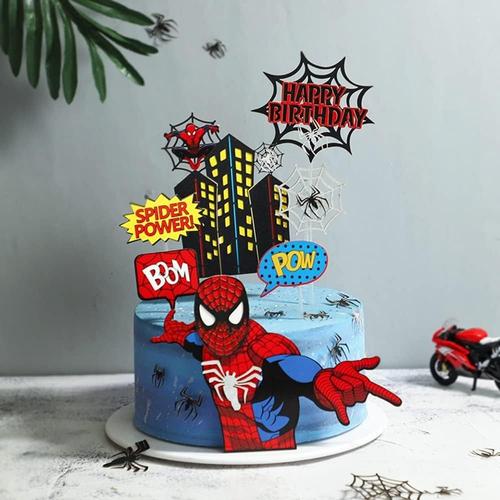 Topper De Gâteau,Homme Araignée Cupcake Toppers 7 Pièces Décorations De Gâteau D'anniversaire Pour Les Enfants Anniversaire Bébé Douche Fête De D'anniversaire Mariage