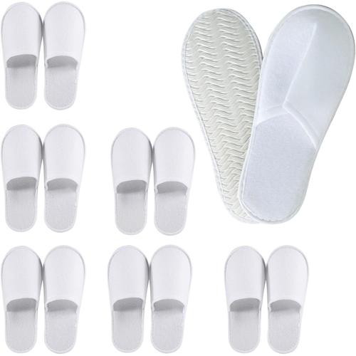 6 Paires Pantoufles jetables, Chaussons Invités pour Hommes et Femmes, Portatives pantoufles d'invité d'hôtel pour spa, Chaussons Hotel de Qualité SupéRieure Pour Maison, Voyage