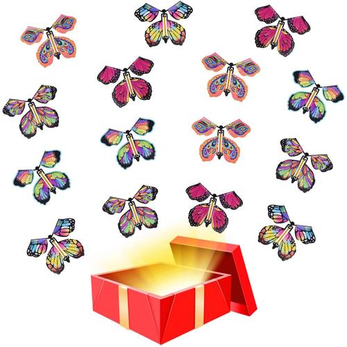 15 Pièces Papillon Volant Magique, Jouet Papillon Magique Jouets Élastique Papillon, Papillon Surprise Pour Cadeaux,D'anniversaire, Éducation Des Enfants, Cadeaux Surprise (Couleur Aléatoire)