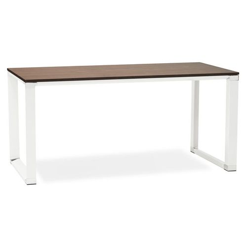 Bureau Droit Design 'xline' En Bois Finition Noyer Et Métal Blanc - 160x80 Cm