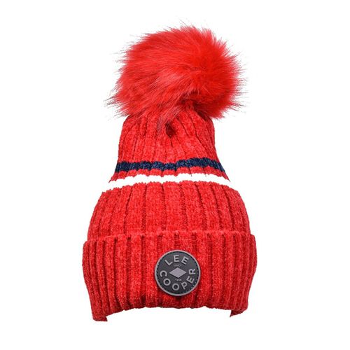 Bonnet Pompon Lee Cooper Ultra Doux Doublure Polaire Maiwenn Rouge