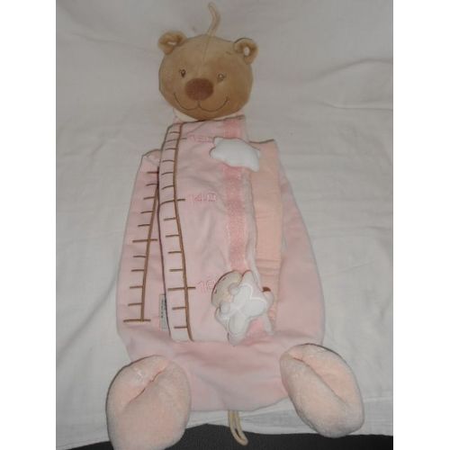 Toise Décorative Nattou Ours Beige Rose Nuage Papillon Coeur A Suspendre Col Blanc Noa Bibou
