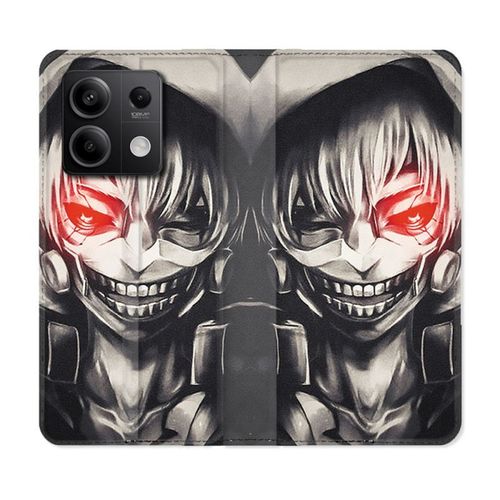 Housse Cuir Portefeuille Pour Xiaomi Redmi Note 13 Pro 5g Manga Tokyo Ghoul Kaneki Noir