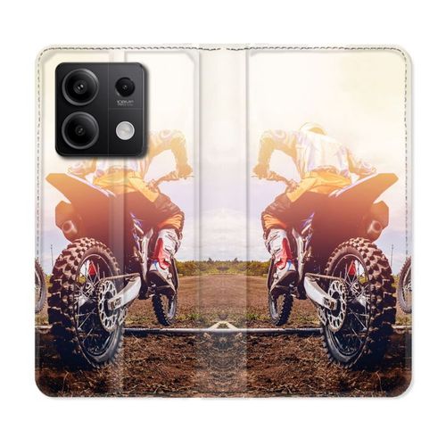 Housse Cuir Portefeuille Pour Xiaomi Redmi Note 13 Pro 5g Moto Cross Soleil