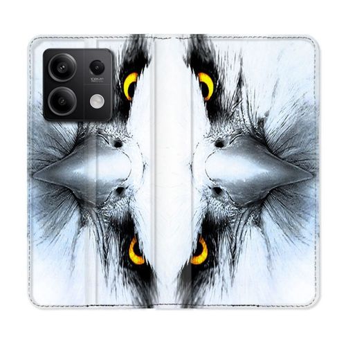 Housse Cuir Portefeuille Pour Xiaomi Redmi Note 13 Pro 5g Animal Aigle Royal Blanc