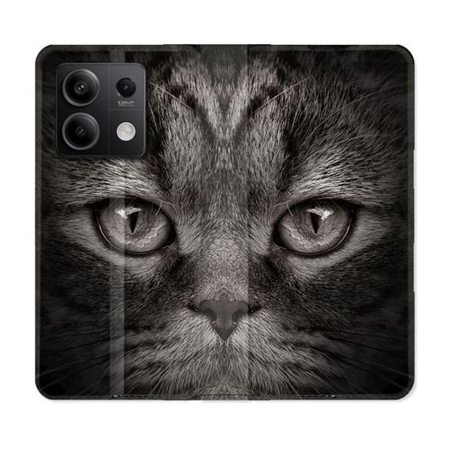 Housse Cuir Portefeuille Pour Xiaomi Redmi Note 13 Pro 5g Animal Chat Gris