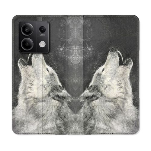 Housse Cuir Portefeuille Pour Xiaomi Redmi Note 13 Pro 5g Animal Loup Hurlement