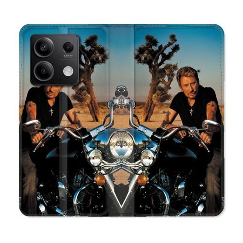 Housse Cuir Portefeuille Pour Xiaomi Redmi Note 13 Pro 5g Musique Johnny Hallyday Moto